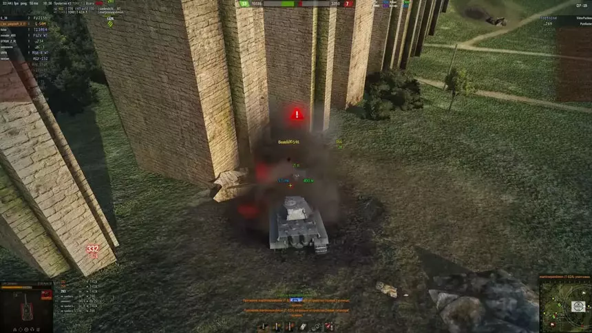 Medium tank collision with a light tank in battle