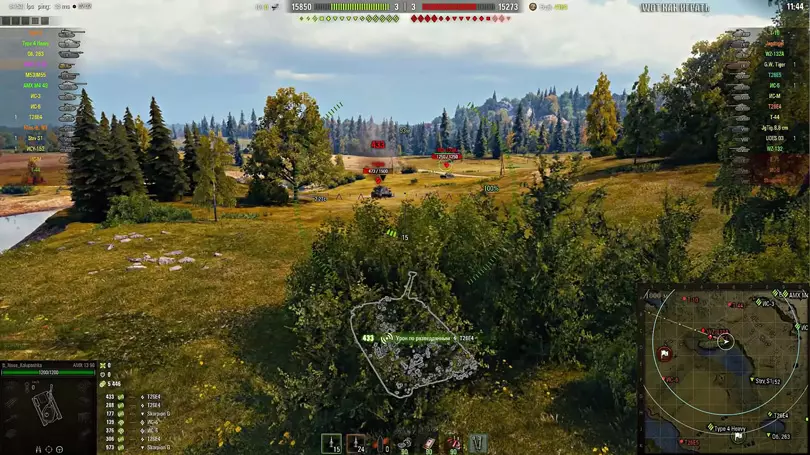 Light tank spotting enemies from cover on a World of Tanks map
